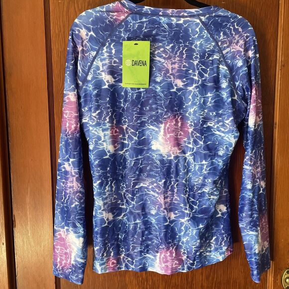 Davena Rashguard XL Blue Water Swimtop Padded Long Sleeve UV Rash Guard NWT - Picture 4 of 8